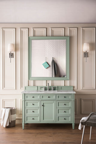 48 Inch Brittany Freestanding Vanity in Sage Green / Victorian Silver Top