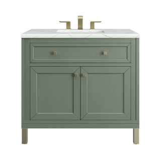 36 Inch Chicago Freestanding Vanity in Smokey Celadon / Ethereal Noctis Top