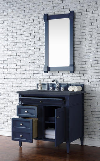 36 Inch Brittany Freestanding Vanity in Victory Blue / Charcoal Soapstone Top