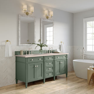 72 Inch Brittany Freestanding Vanity in Smokey Celadon / Eternal Marfil Top