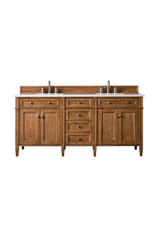 72 Inch Brittany Freestanding Vanity in Saddle Brown / White Zeus Top