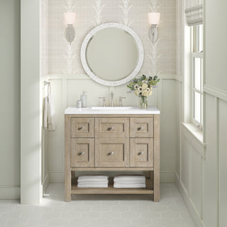 36 Inch Breckenridge Freestanding Vanity in Whitewashed Oak / White Zeus Top