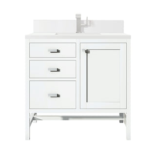 36 Inch Addison Freestanding Vanity in Glossy White / White Zeus Top