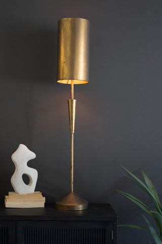 Antique Gold Table Lamp with Metal Barrel Shades