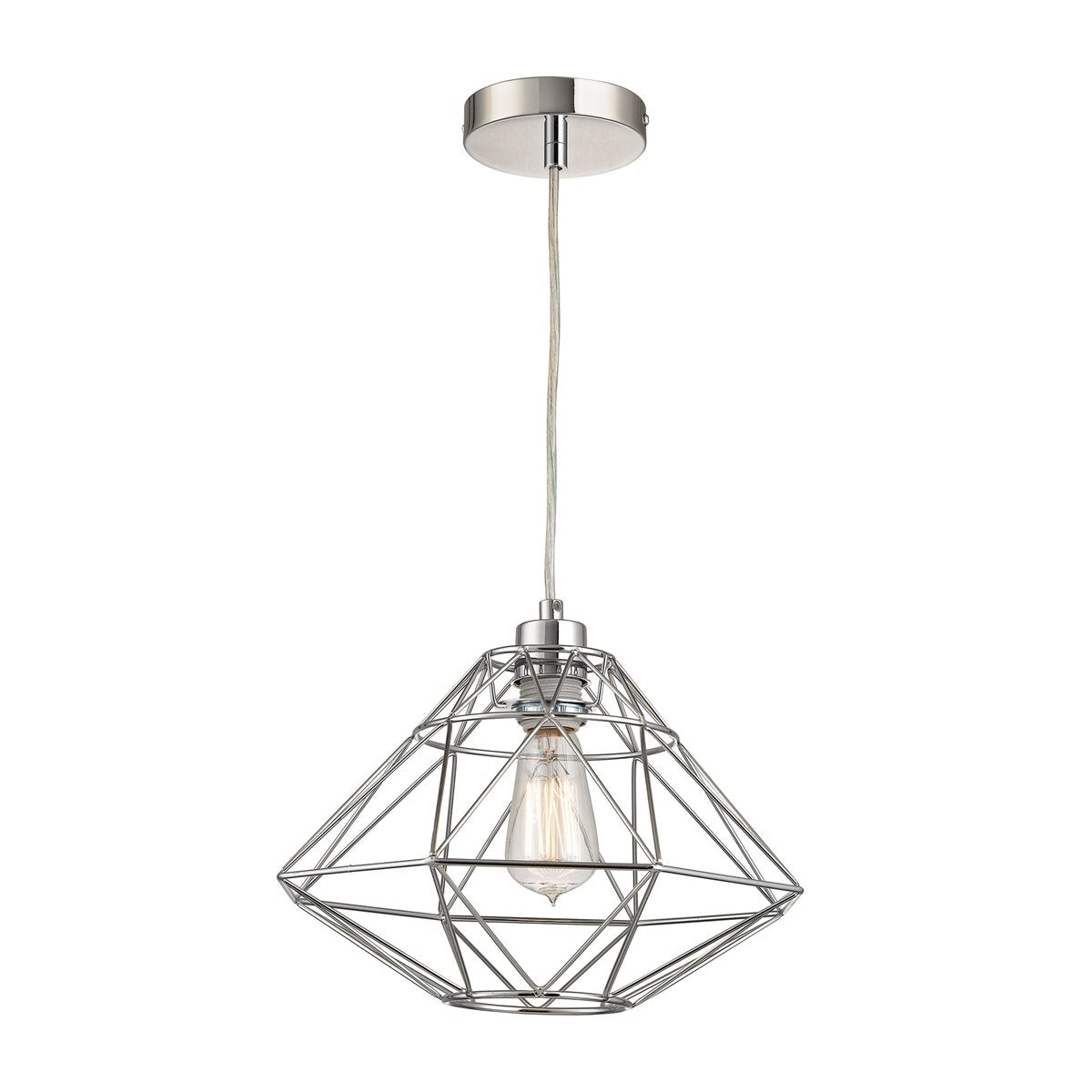 Pendant Light with Silver Finished Wire Cage
