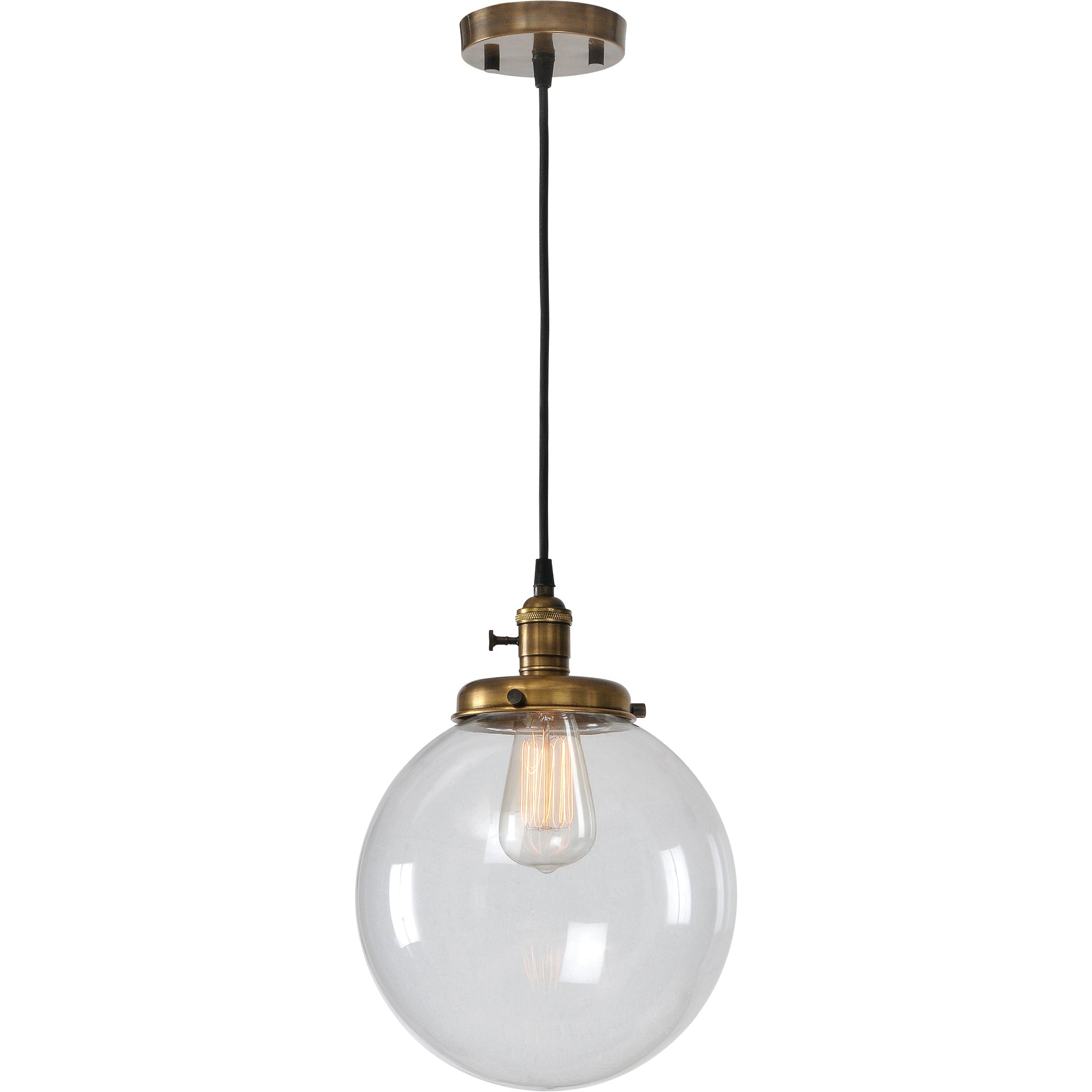 Antique Brass Pendant Light with Glass Shade